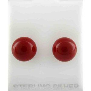 Genuine Coral Stud Earrings 925 Silver